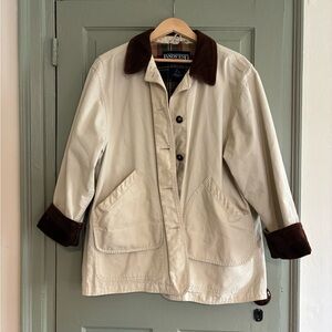 Lands' End Cream Jacket with Brown Corduroy Trim